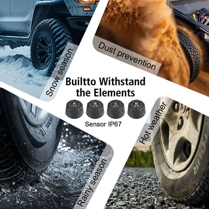 Solar Charging TPMS Car Tire Pressure Monitoring System Digital LCD Display Four-wheel Pressure Real-time Monitorings