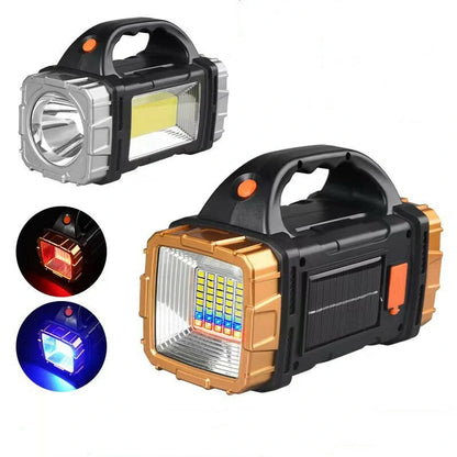 Solar Charging Powerful Spotlight With Strong Light Outdoor LED Flashlight Large Capacity Lithium Battery With Power Bank Function Portable Rechargeable Lamp Searchlight