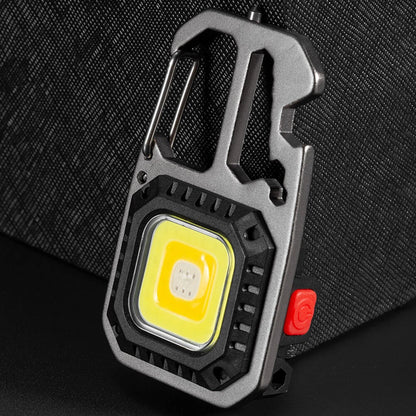 Mini COB LED Flashlight Keychain Lights Screwdriver Emergency Wrench Hammer Portable Key Ring Work Light Torch Outdoor Camping