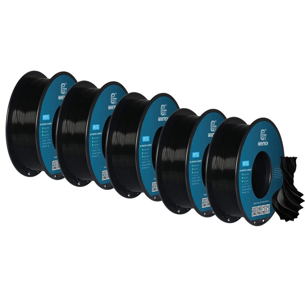 Geeetech PETG 3D Printer Filament 1.75mm 5kg High Accuracy Clog-Free Bubble-Free Vacuum Sealed Compatible with FDM Printers