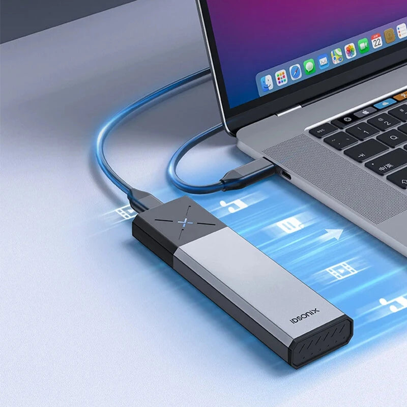 IDSONIX M.2 NVMe SATA Enclosure Dual Protocol USB 3.2 Gen 2 10Gbps 4TB Support UASP Tool-Free Heat Dissipation SSD Case