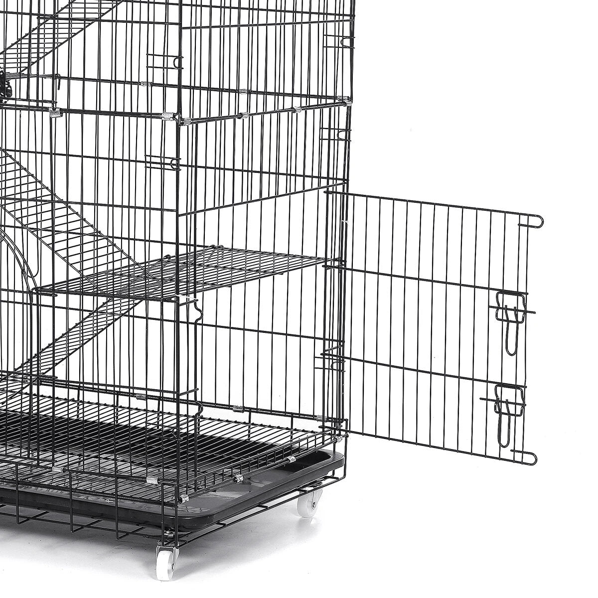 PawGiant 4-Tier Cat Cage, Cat Playpen Kennel Crate Chinchilla Rat Box Cage Enclosure with Ladders, Platforms Beds, Latches Tray Hammock