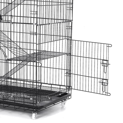 PawGiant 4-Tier Cat Cage, Cat Playpen Kennel Crate Chinchilla Rat Box Cage Enclosure with Ladders, Platforms Beds, Latches Tray Hammock