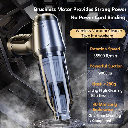 Handheld Vacuum Cleaner 120W 9000Pa Suction 40mins Working Time Portable Car Vacuum Cleaner with Multiple Nozzles for Car Home Office Cleaning