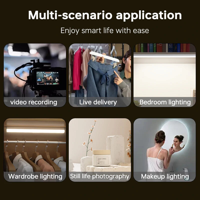 USB Charging 40cm LED Night Light 3 Color Adjustable 80LED 9 Levels Brightness Adjustment for Live Streaming Vlogging Makeup Photography