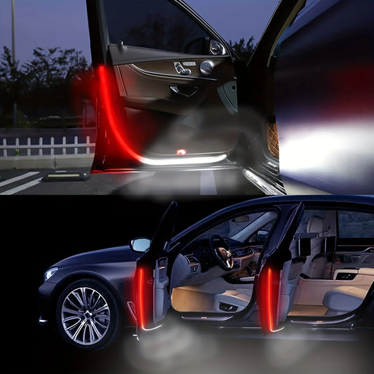 Set Of 2 1.5M Car LED Door Flowing Strip Lamp Car Door Streamer Warning Light Door Side Light Bar Red & White