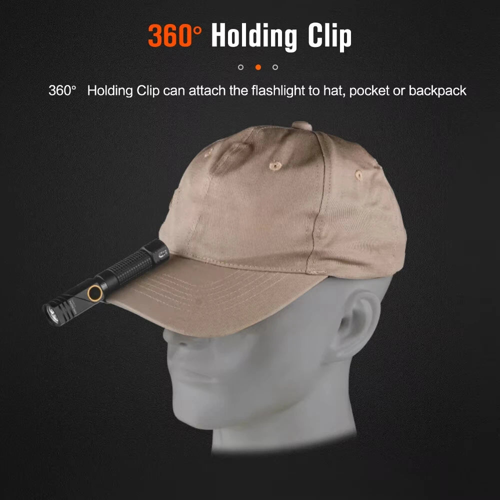 Nicron L74 Mini Tiny 400 Lumens Tactical EDC Flashlight L-shape LED Torch Rechargeable with Magnet 90 Degree IP65 Waterproof Led Pocket Light