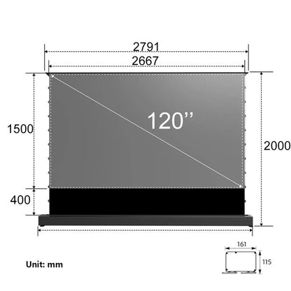ProjeStar 120 Inch Electric Floor Rising UST Projector Screen 4K UHD ALR 170 Viewing Angle for Ultra Short Throw Laser Projectors Supports Daytime Viewing