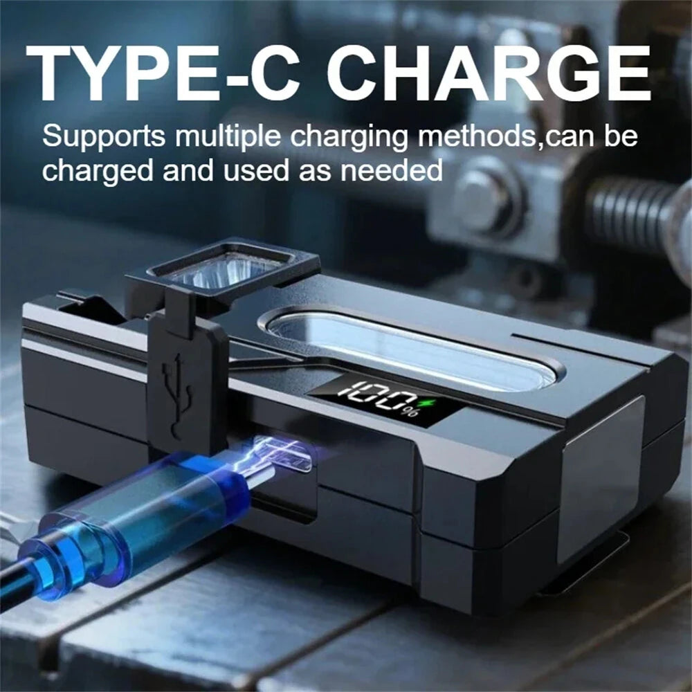 Multipurpose Dual Light Source LED Keychain Flashlight LCD Display Rotatable Pocket Work Light with Metal Clip EDC Torch for Outdoor Camping Hiking Emergency