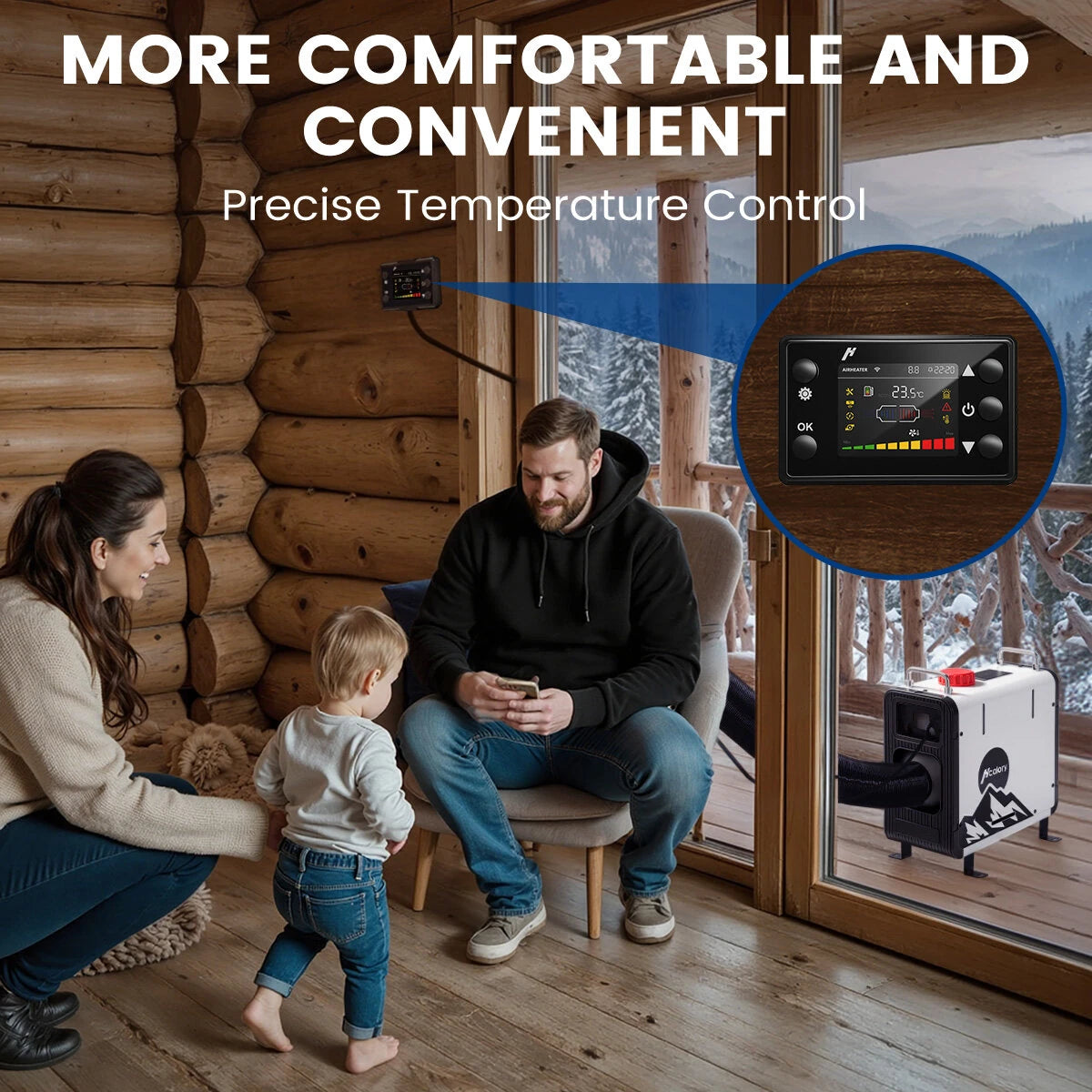 HCALORY HBS2 3.5L 8KW Diesel Parking Heater with Automatic Start and Stop 2500/5000M Plateau Mode Bluetooth/Remote/LCD Intelligent Control 12V/24V/220-240V for Truck RV Trailer Van Boat Tent