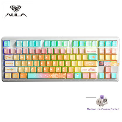 AULA F87 Pro V2 Custom Mechanical Keyboard with LED Matrix Display Gasket Structure Wireless Tri-Mode 80% Layout RGB Hotswap Keys 8K Return 10000mAh Esports Gaming Keyboard