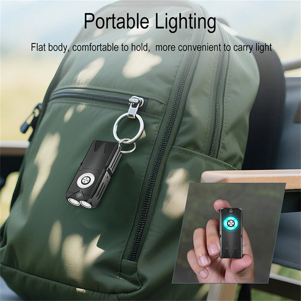 SEEKNITE EV15 650 Lumens Portable Outdoor Emergency Magnetic EDC Flashlight - White Light + RGB Aluminum Alloy Keychain Light with Type-C Rechargeable LED Keychain Light