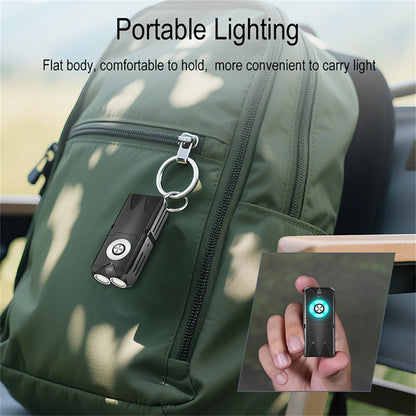 SEEKNITE EV15 650 Lumens Portable Outdoor Emergency Magnetic EDC Flashlight - White Light + RGB Aluminum Alloy Keychain Light with Type-C Rechargeable LED Keychain Light