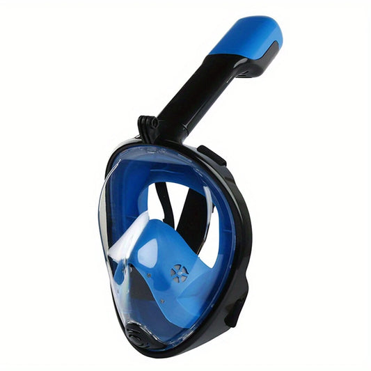 Full Snorkel Goggles 180 Panoramic View Safe Breathing System Diving Glasses With Assorted Colors Adjustable Strips And Action Camera Mount, Anti-Fog Anti-Leak Snorkeling Goggles Set For Snokel Diving