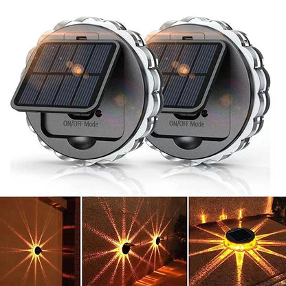 Solar Wall Light Outdoor Garden Deck Round Petal Fence Light 8 Modes Glowing Garden Light Remote Control