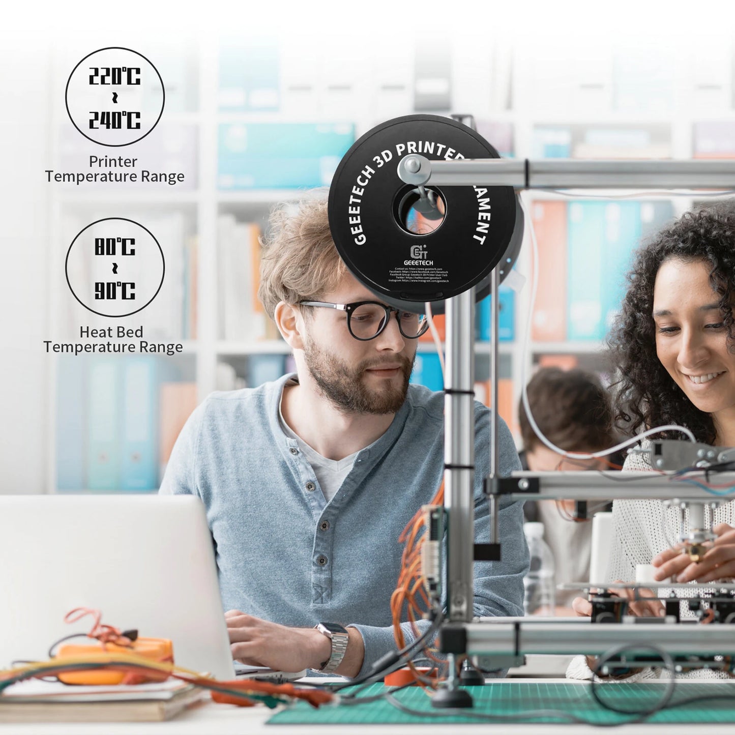 [EU/UK Direct]Geeetech PETG 3D Printer Filament 1.75mm 1kg/roll High Accuracy Clog-Free Bubble-Free Vacuum Sealed Compatible with FDM Printers