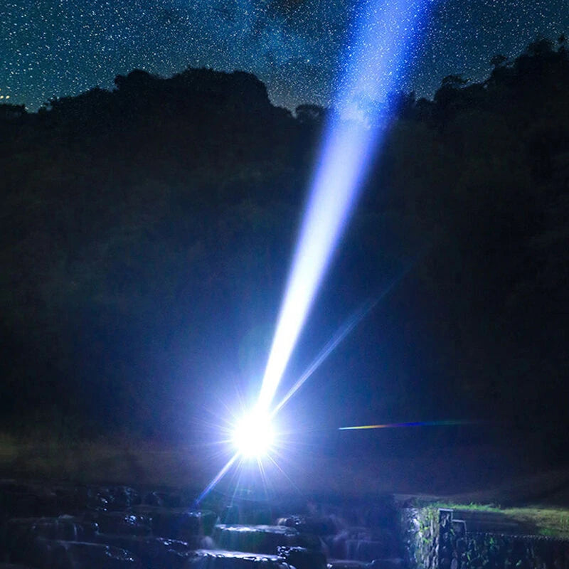 TANJE 8*P900+COB Super Bright Type-C Rechargeable ABS Housing Flashlight with 18650 Battery COB Side Light 500m Long Range Powerful LED Torch Camping Lantern