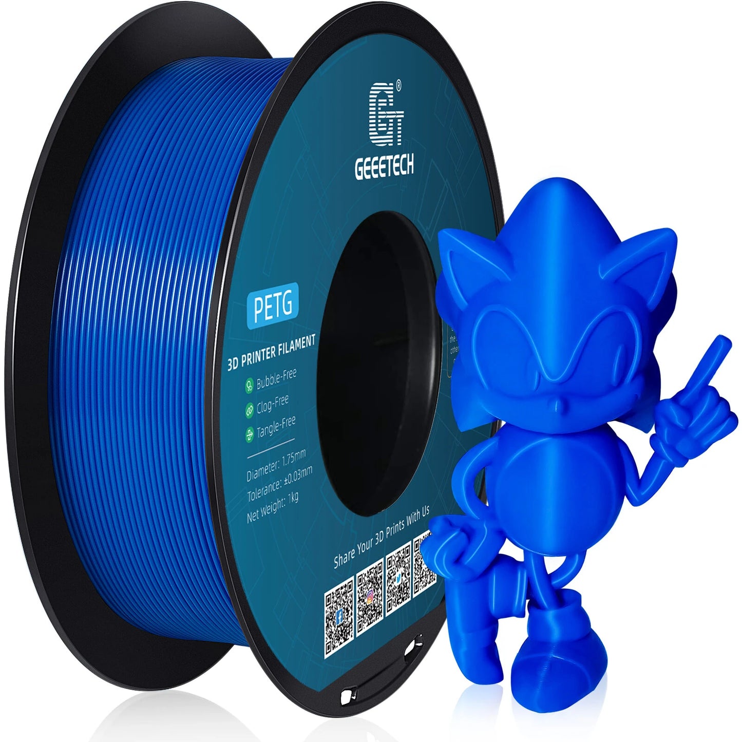 [EU/UK Direct]Geeetech PETG 3D Printer Filament 1.75mm 1kg/roll High Accuracy Clog-Free Bubble-Free Vacuum Sealed Compatible with FDM Printers