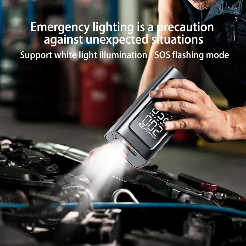 TUERBB T-N1 7000A Peak Car Jump Starter with 88W Air Compressor 150PSI Tire Inflator Type C Port Power Bank for Cars Trucks Motorcycles