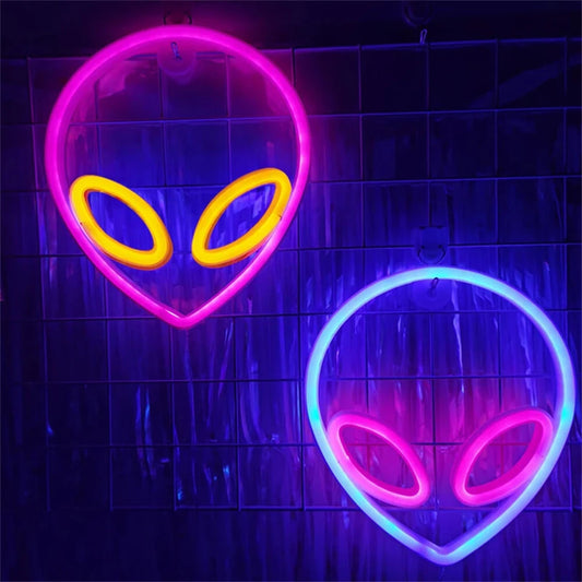 LED Halloween Neon Signs Atmosphere Lamp IP42 Waterproof 22x19.5cm Blue Pink Yellow Decor for Home Office Shop