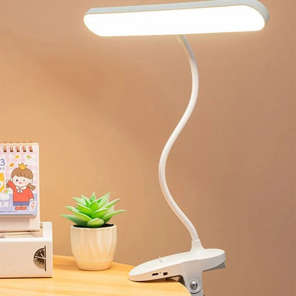LED Clip-On Desk Lamp 4000mAh Battery Rechargeable 3 Color Temperatures Dimmable Flexible Gooseneck USB Powered