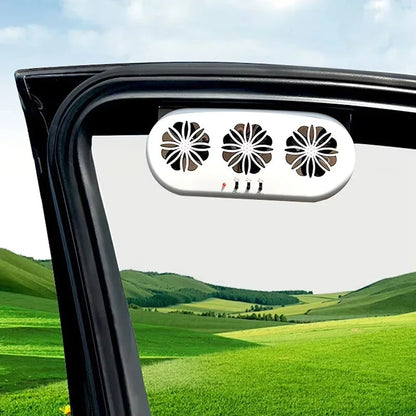 Solar-Powered Car Vent Fan 3 Head Car Exhaust Fan Electric Cooling Fan USB Charging Window Ventilator Front Rear Seat Purifiers Radiator