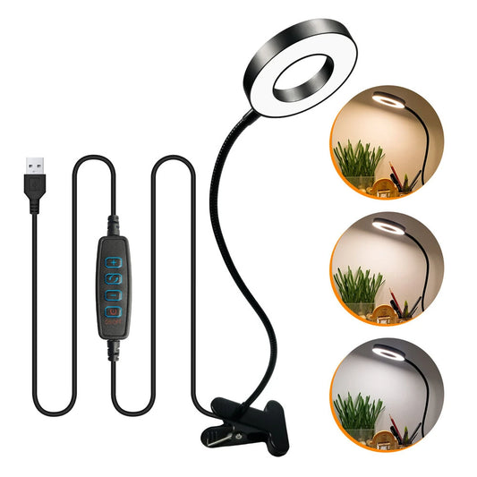 5X LED Magnifying Lamp Clip-On with USB Magnifier Adjustable Brightness and Color Temperature for Reading Beauty Crafts