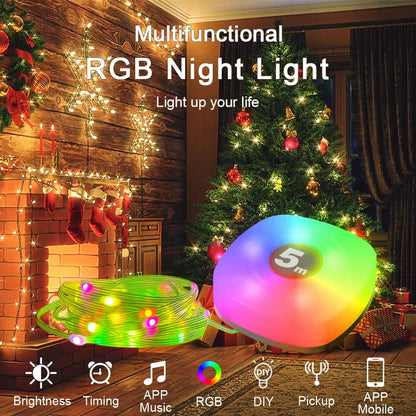 Elfeland 5m Smart Camping Light Strip APP Control Rechargeable Waterproof LED Night Light 16M Colors Music Sync Timer Portable Outdoor Lamp