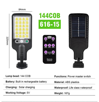 Outdoor LED Solar Street Light Human Sensing Garden Wall Light Waterproof With Remote Control Garden Dew Lamp