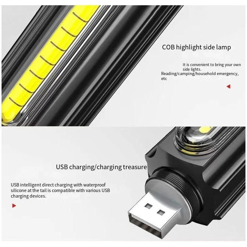 Bikight WL82 X9 LED+COB USB Charging Flashlight Zoomable 5 Modes LED Torch Flash Light Magnetic Attraction Waterproof Outdoor Camping Lantern