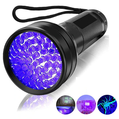 51 LED Purple Light Flashlight 395nm Handheld UV Black Light Flashlight Portable Ultra Violet Torch Lamp For Dog Cat Urine Carpet