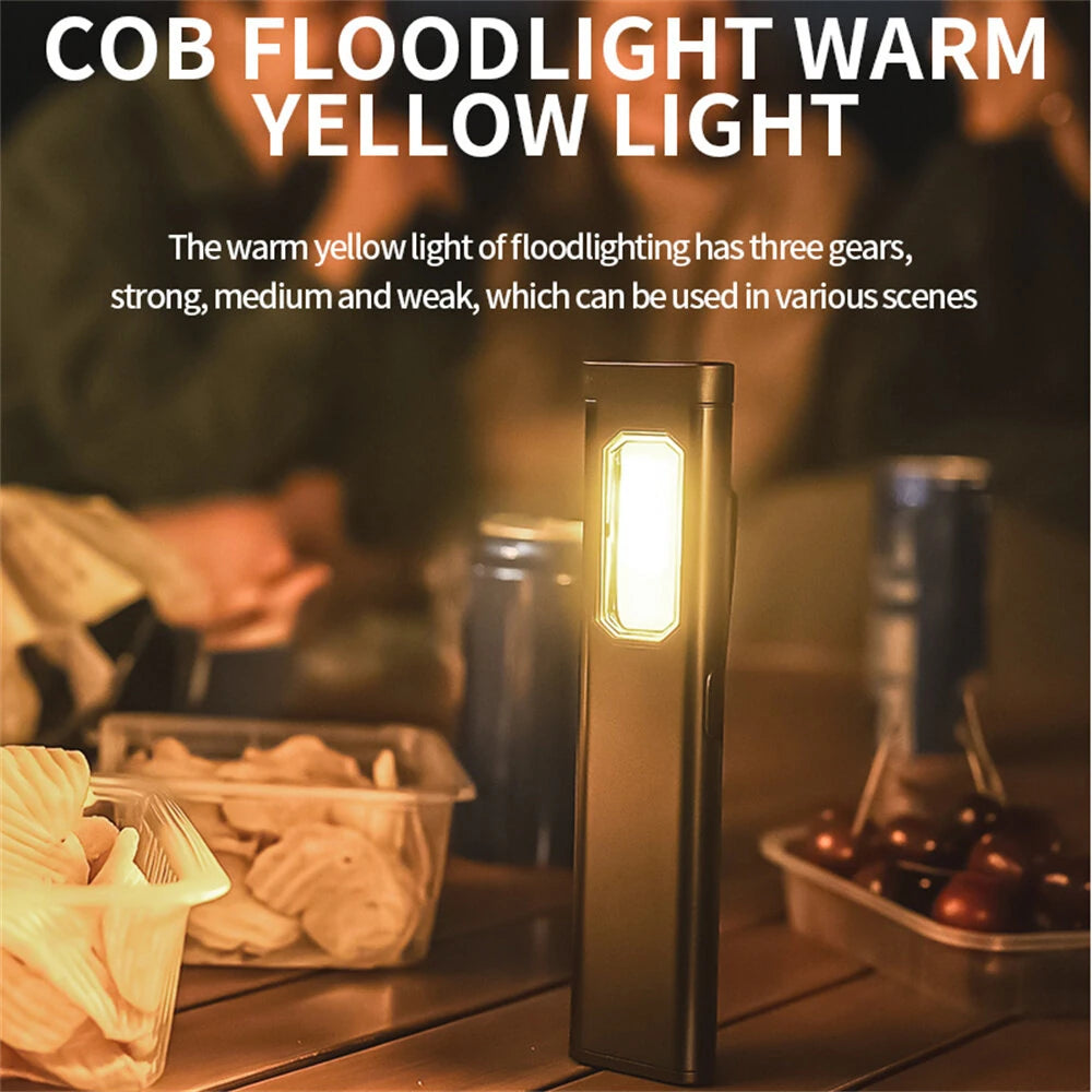 Multi-functional Super Bright LED Mini Flashlight Dual Source USB Rechargeable Work Lamp High Brightness For Camping Hiking Magnetic Back Clip Light for Work Emergency