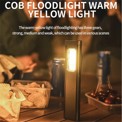 Multi-functional Super Bright LED Mini Flashlight Dual Source USB Rechargeable Work Lamp High Brightness For Camping Hiking Magnetic Back Clip Light for Work Emergency