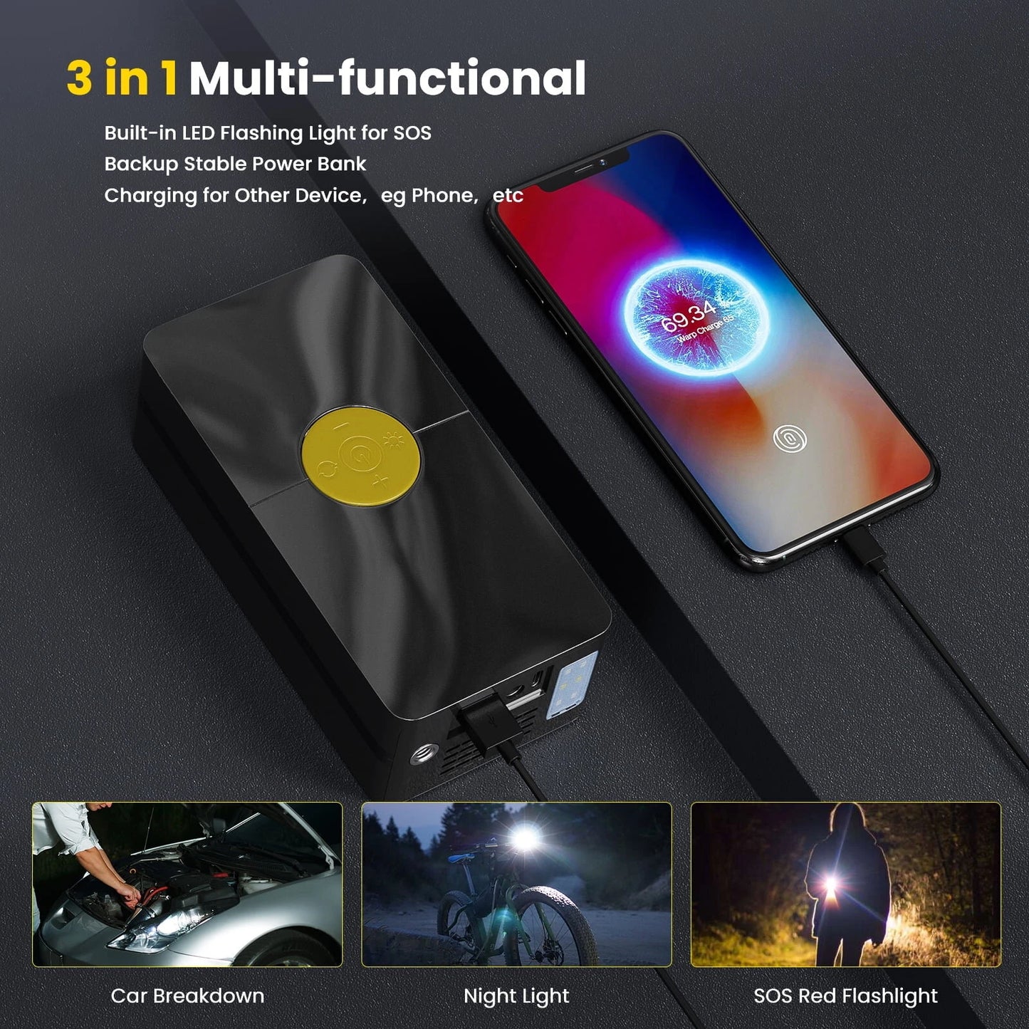 150psi Cordless Electric Air Pump 4000mAh Tire Inflator Portable Air Compressor LCD Digital Display with LED Light for Car Bike Motorcycle Ball