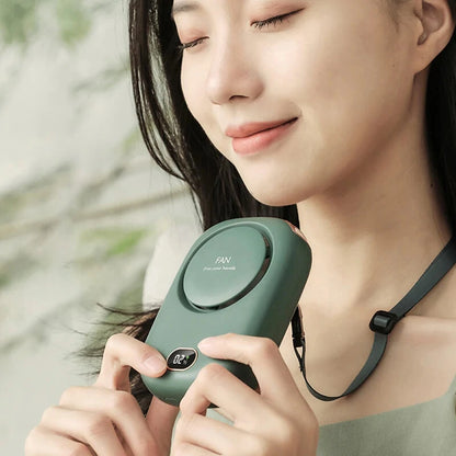 Mini Hanging Neck Fan Portable Sports Bladeless Fan USB Rechargeable Hanging Waist 3 Speed Adjustable Power Display Small Fan