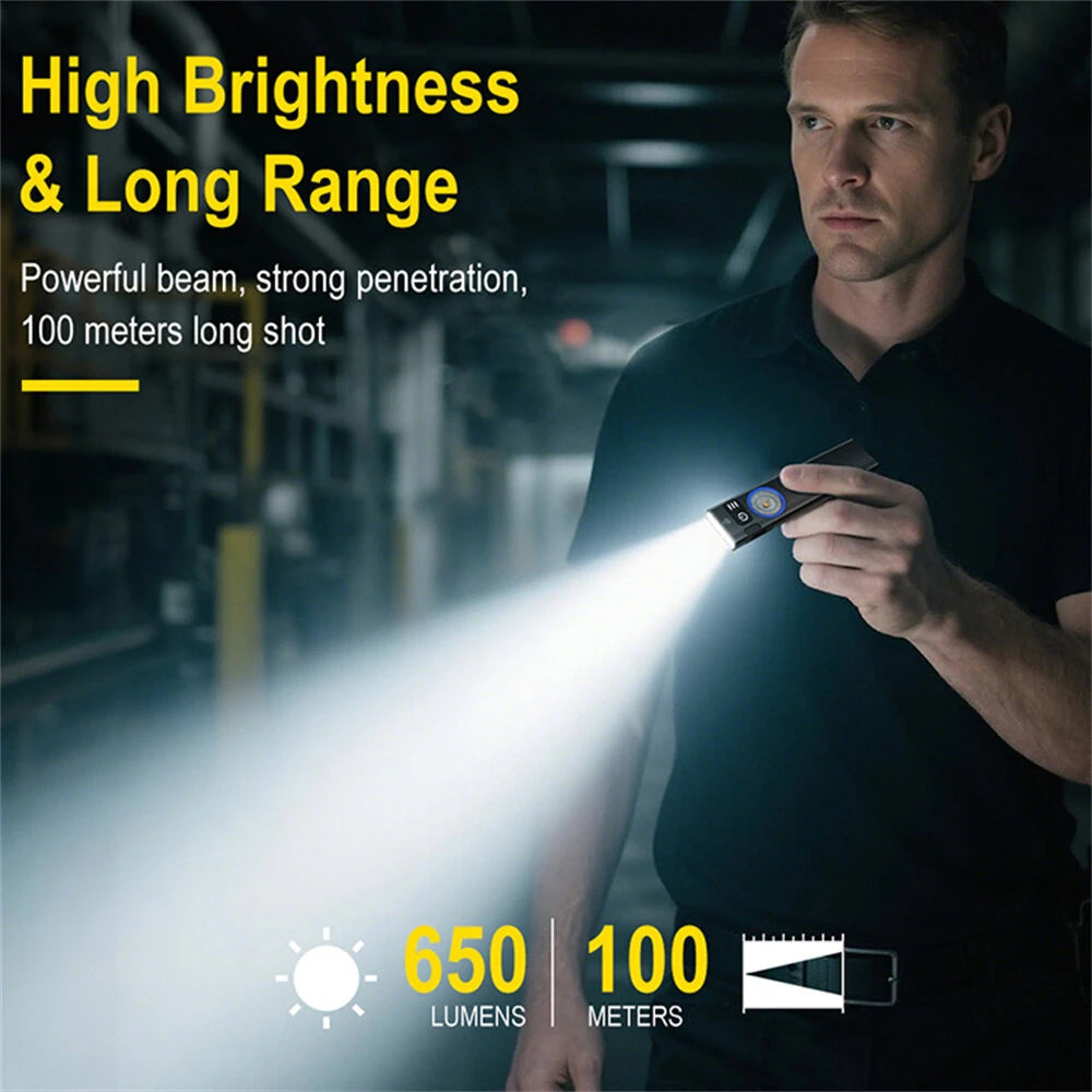 SEEKNITE U8 650LM EDC LED Flashlight Multi Modes Signal Light Moodlight Type-C Rechargeable Work Light Torch with Magnet Waterproof Camping Pocket Lantern