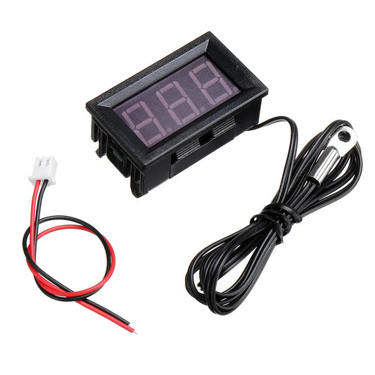 0.56 Inch Mini Digital LCD Indoor Convenient Temperature Sensor Meter Monitor Thermometer with 1M Cable -50-120 DC 5-12V