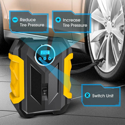 CARSUN 120W Portable Air Compressor Digital Tire Inflation Pump with LED Light Tire Pump Compressor For Car Motorcycle