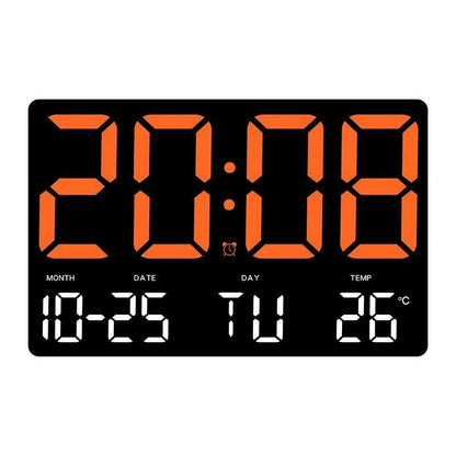 AGSIVO Large Digital Wall Clock Alarm Clock Large LED Display with Remote Control / Adjustable Brightness / Indoor Temperature / Date / Week / 12/24H For Home Office Classroom