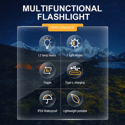 V8 800LM Strong Light EDC Portable LED Flashlight USB Rechargeable Built-in 18650 Battery Mini Torch Outdoor Emergency Light