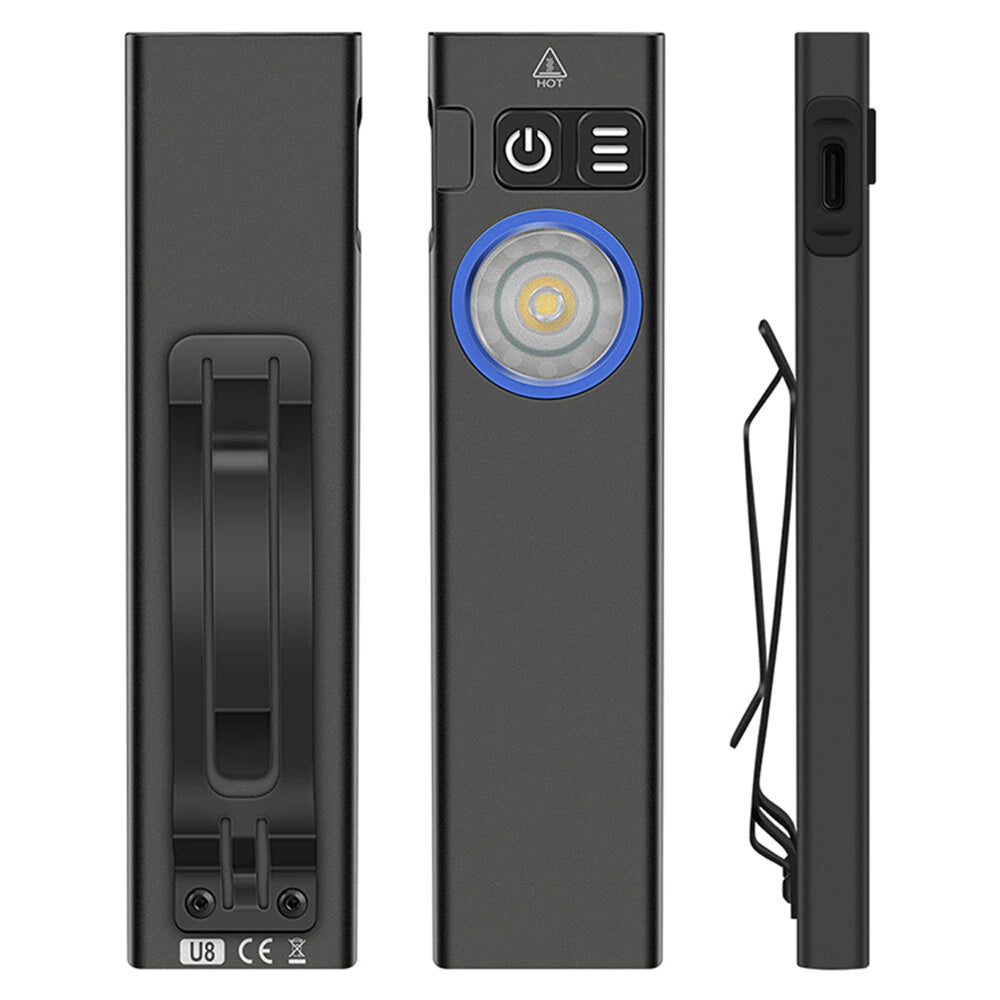 SEEKNITE U8 650LM EDC LED Flashlight Multi Modes Signal Light Moodlight Type-C Rechargeable Work Light Torch with Magnet Waterproof Camping Pocket Lantern