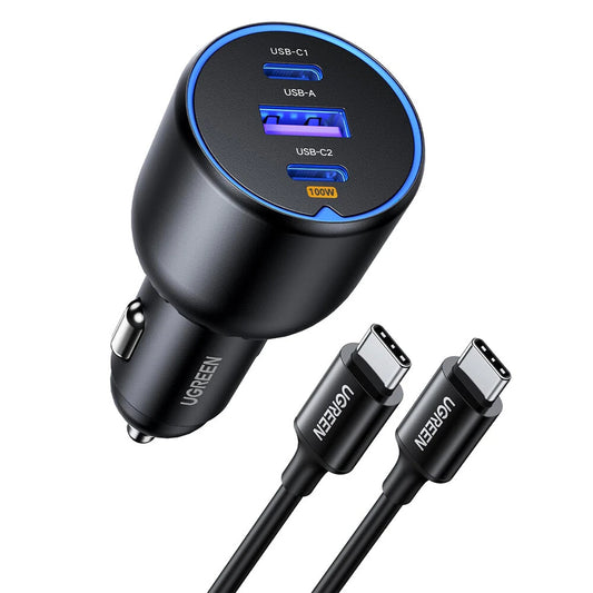 UGREEN 130W USB C Car Charger PD 100W +PD 30W Type C Car Charger Adapter for iPhone 16 16 Plus 16 Pro 16 Pro Max Galaxy S24 S23 Ultra for iPad MacBook