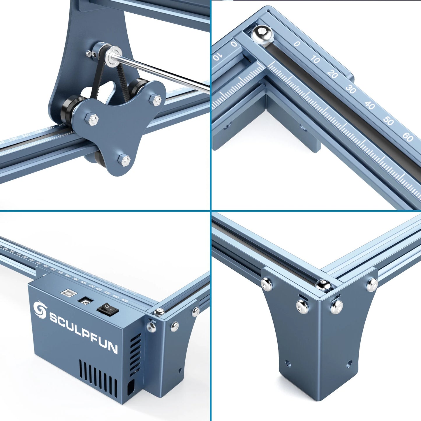 [EU Direct] SCULPFUN S9 Pro 10W Laser Engraving Machine High-precision Wood Acrylic Laser Engraver Cutter 400x410mm Work Area Full Metal Structure Quick Assembly Design Thin Laser Beam Shaping Technology for Cardboard Fabric Bamboo