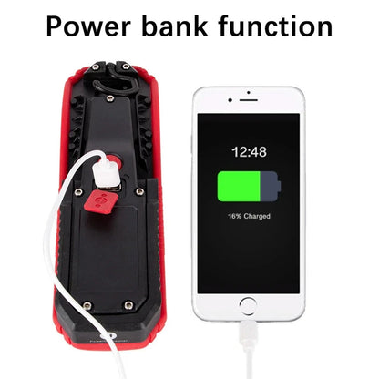 Portable COB LED Flashlight USB Charging Magnetic Lantern Camping Torch Hook Lamp High-Low Modes Lighting Work Light