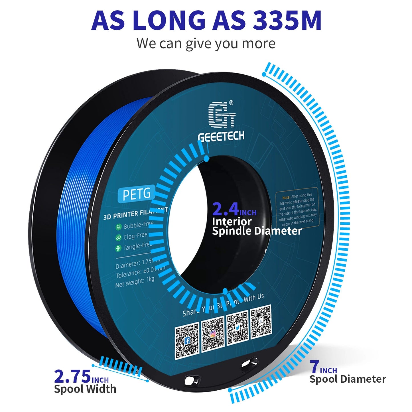 [EU/UK Direct]Geeetech PETG 3D Printer Filament 1.75mm 1kg/roll High Accuracy Clog-Free Bubble-Free Vacuum Sealed Compatible with FDM Printers