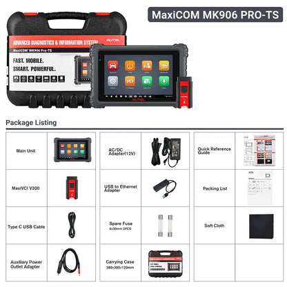 Autel MaxiCOM MK906S PRO II-TS Car TPMS Diagnostic Tool Automotive Scanner w/ Full TPMS Fuction ECU Coding CAN FD DoIP K MK906PRO