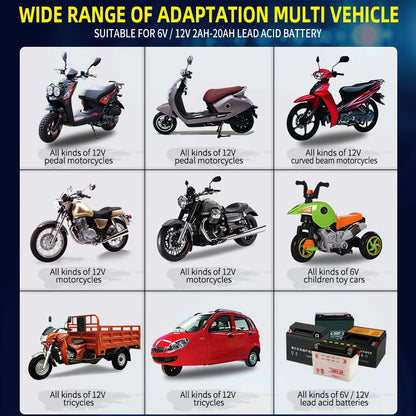 Fully Automatic Smart Car Battery Charger with LCD Display For 6V/12V 2AH-20AH Application Of Lead Acid Battery