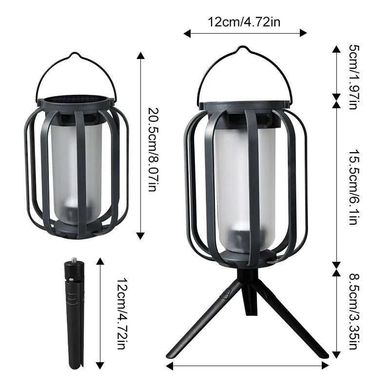 Solar Camping Lantern Portable 4-in-1 Outdoor LED Light With Tripod IPX4 Waterproof USB-C & Solar Powered Ambience