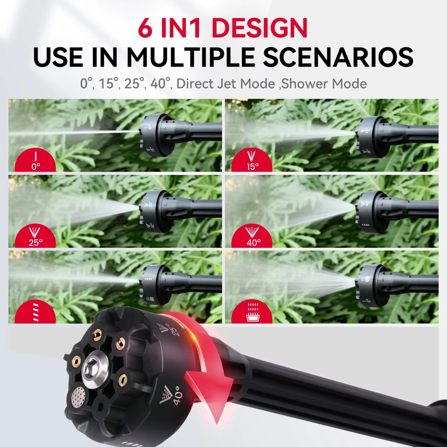 Andeman 3.0Ah 4Gears Electric Spray Gun Brushless Electric High Pressure Washer 6-in-1 Car Washing Garden Water Spray Gun