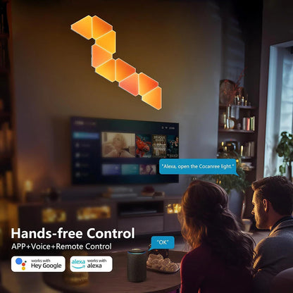 LIXINCORDA Smart RGBIC LED Triangle Light Panels Music Sync APP/Remote/Voice Control With Alexa & Google Wall Art & Room Decor